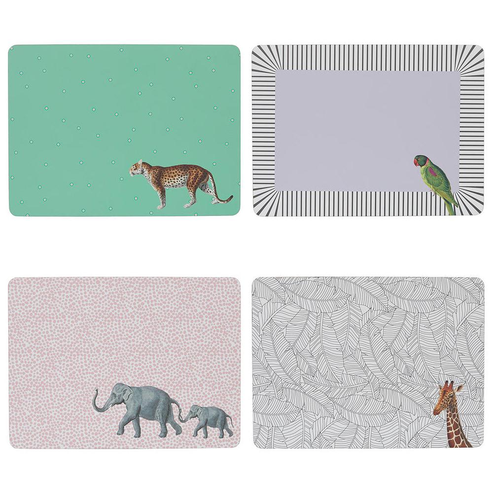 Set of 4 placemats, Mixed Animals, Yvonne Ellen
