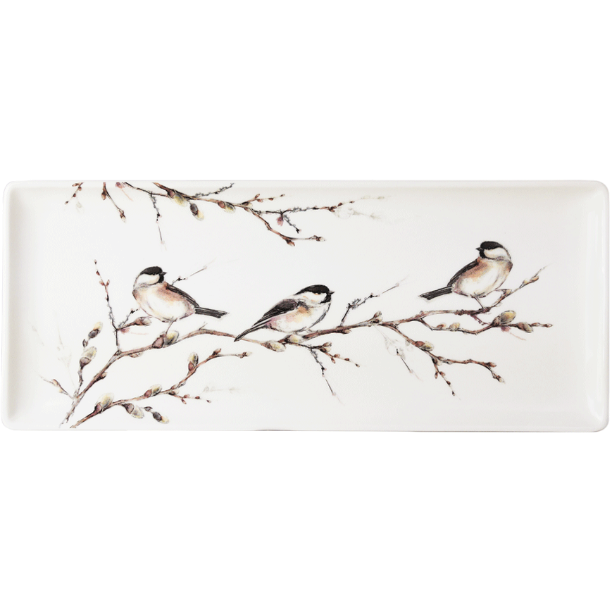 Plat à cake 36 x 15.5 cm, Oiseaux de la forêt, Gien