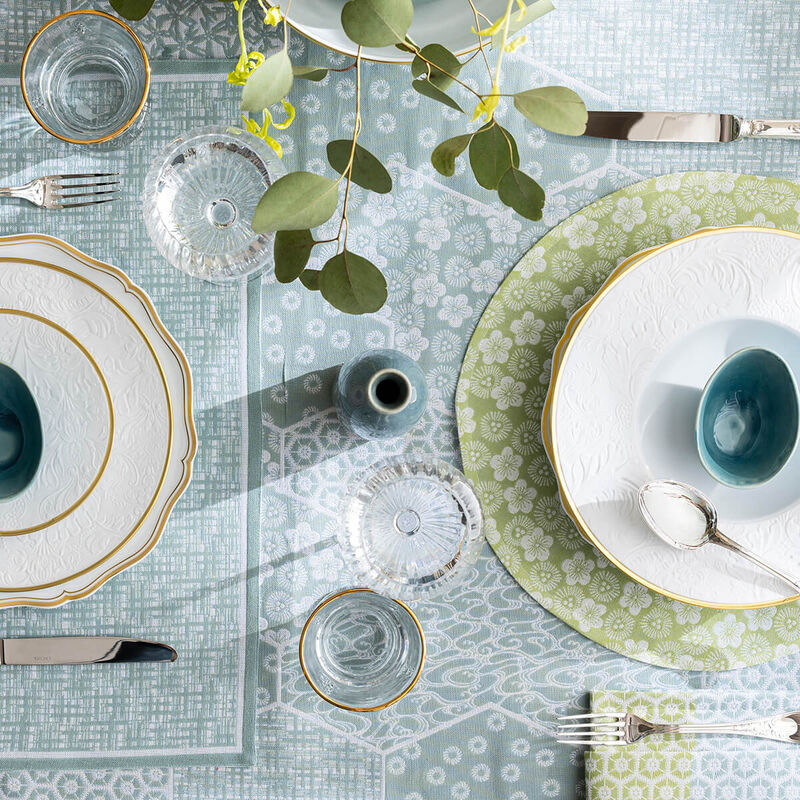 Set de Table Enduit Rond 38cm, Wagara Celadon, Le Jacquard Français
