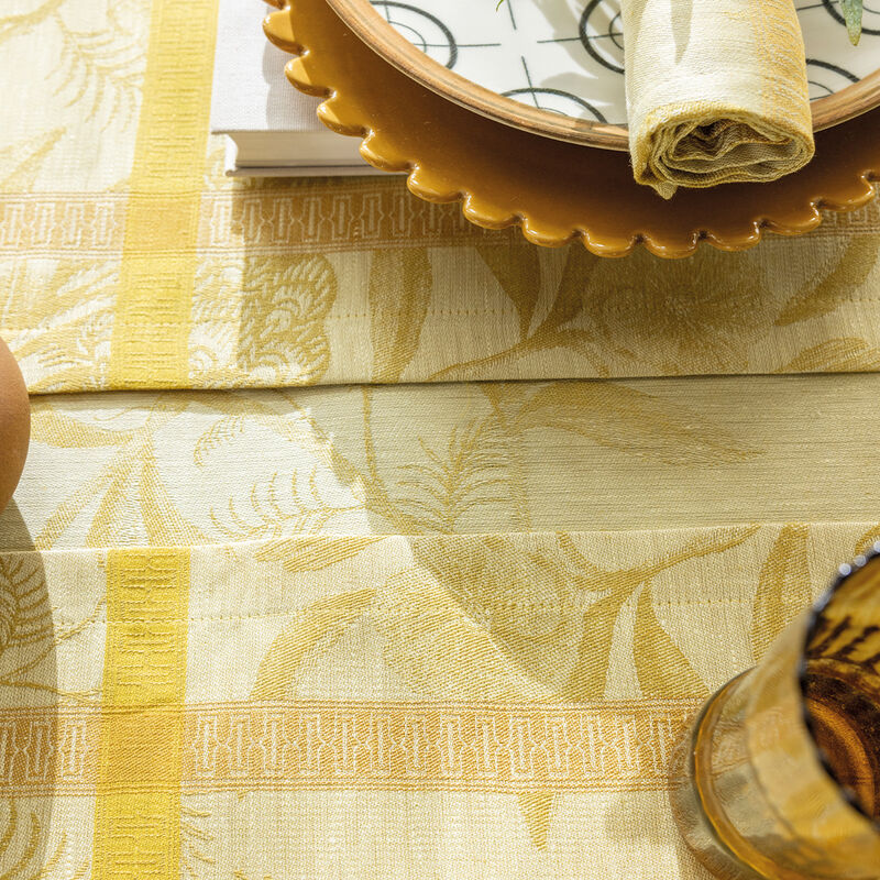Nappe 175x250cm, A L'Orangerie Mimosa, LE JACQUARD FRANCAIS
