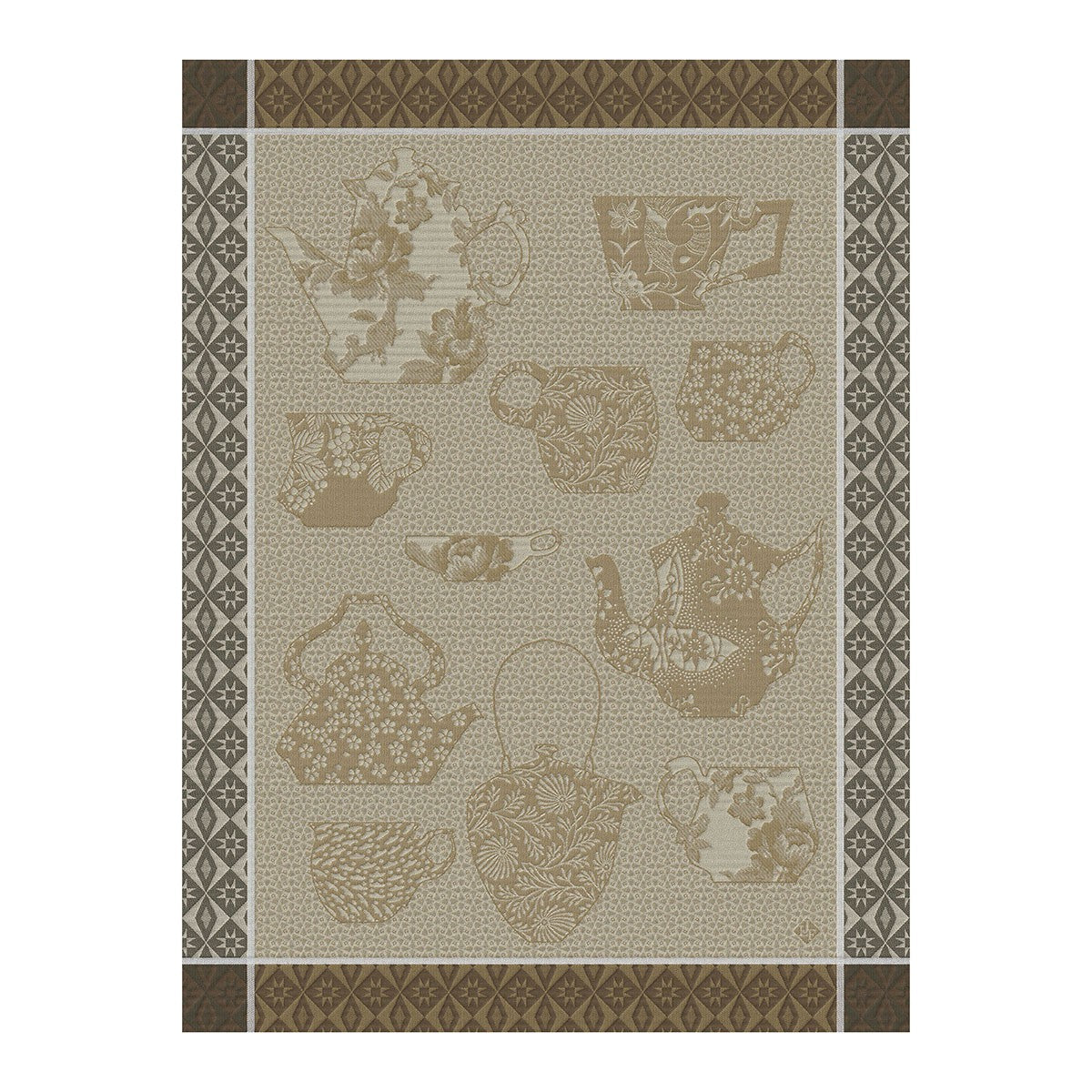Tea towel, White Tea Counter, French Jacquard