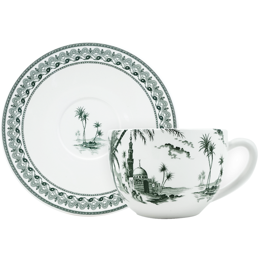 Tasse & Soucoupe Déjeuner Jumbo 0,45l, Les Dépareillées vert, Gien